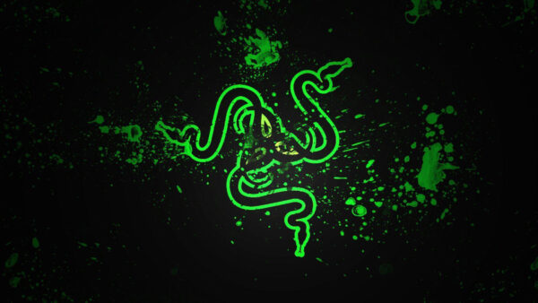 Wallpaper Desktop, Black, Paint, Logo, Razer, Green