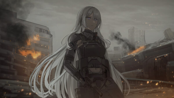 Wallpaper Shallow, Girls, Clouds, Background, Building, AK15, And, With, Frontline, Desktop, Fire, Games