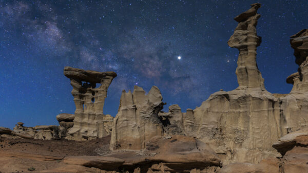 Wallpaper Nighttime, Mobile, Desktop, Starry, Rocks, Nature, Canyon, Sky, During