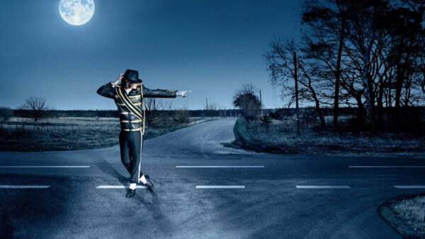 Wallpaper Dancing, Black, Wearing, Sky, Road, Background, Dress, Moon, Michael, The, Celebrities, Desktop, Jackson