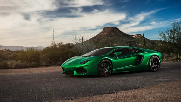 Wallpaper Green, Background, Mountain, Dark, Lamborghini, Car