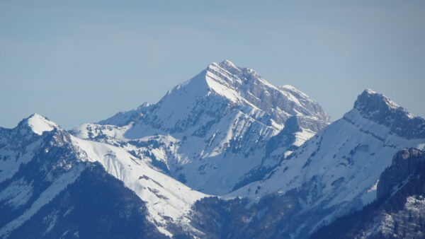 Wallpaper Greenery, Background, Covered, Snow, Sky, Mountains, Blue