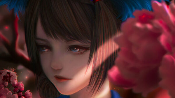 Wallpaper Anime, Flowers, Background, Girl