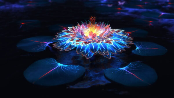 Wallpaper Flower, Blue, Fantasy, Abstract, Psychedelic, Art