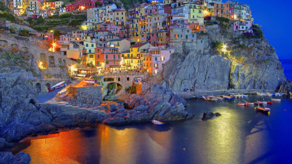 Wallpaper During, Cinque, Town, Travel, Italy, Manarola, Sunset, Terre