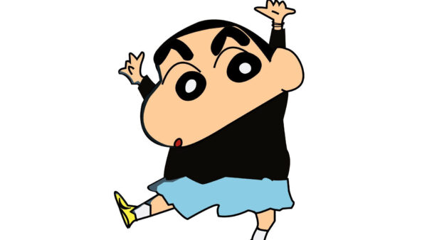 Wallpaper Shinchan, Dress, Black, Wearing, White, Background, Blue