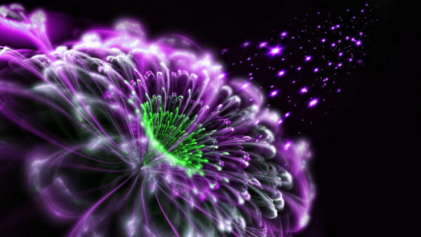 Wallpaper Abstract, Flower, Fractal, Green, Abstraction, Purple