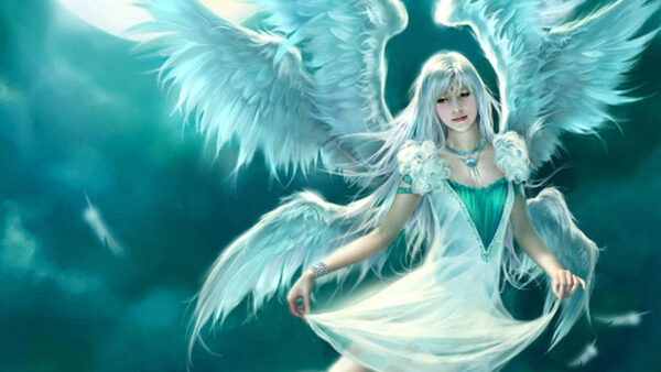 Wallpaper Blue, Angel, Background, Girl, Sky, Anime