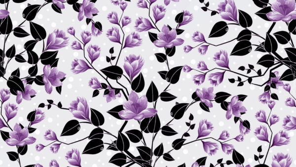 Wallpaper Leaves, Spoonflower, Flowers, Desktop, Purple, Black