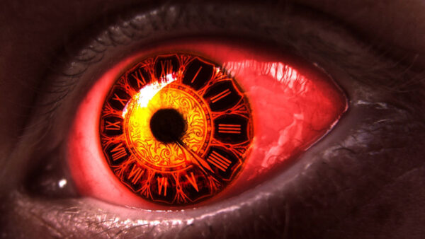 Wallpaper Closeup, Eye, Design, Evil, Red, Clock, Pupil, Image, View, Yellow, Black