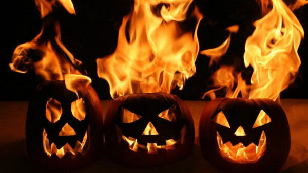 Wallpaper Jack, Halloween, Fire, Faces, Pumpkins, Lantern, Light