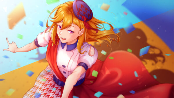 Wallpaper Girl, Brown, Hair, Dress, With, Colorful, Anime