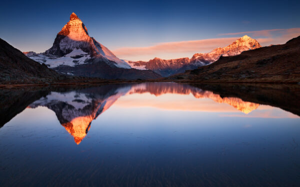Wallpaper Lake, Water, Sunrise, Mountain, Reflections