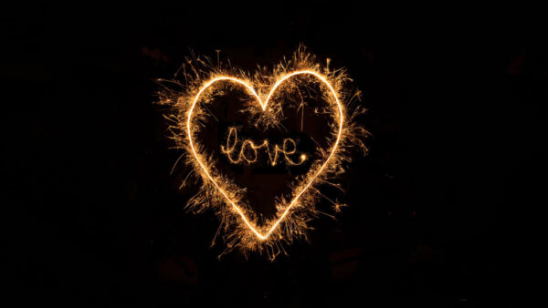 Wallpaper Heart, Sparkling, Background, Black, Shape, Love