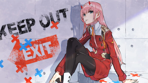 Wallpaper Darling, Dress, Steps, Red, FranXX, With, Two, WALL, Sitting, The, Hiro, Desktop, Zero, Anime, Background