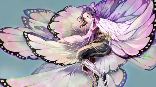 Wallpaper Flying, Kochou, With, Wings, Shinobu, Like, Anime, Slayer, Butterfly, Demon, Desktop