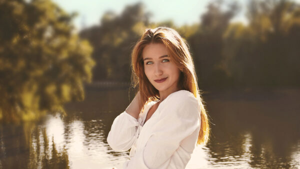 Wallpaper Dress, With, Water, Wearing, And, Background, Desktop, Girl, White, Trees, Model, Mobile