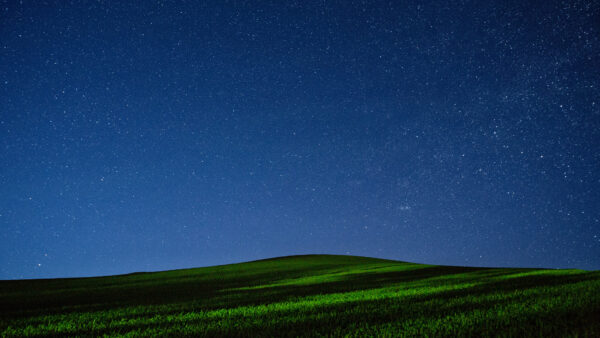 Wallpaper With, Green, Mobile, Space, Under, Sky, Blue, Stars, Field, Desktop