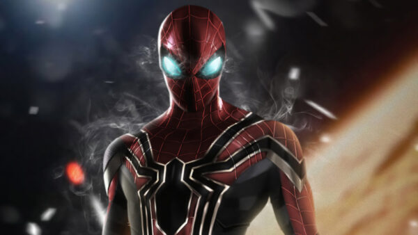 Wallpaper Spiderman, Background, Suit, Eyes, Blue, Smoke, Red, Black
