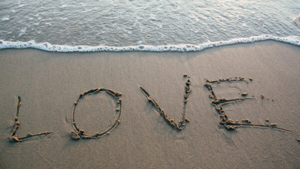 Wallpaper Sand, Word, Love, Beach, Valentines