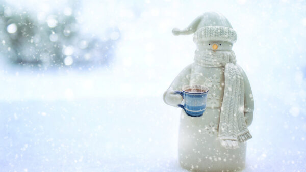 Wallpaper Toy, Snowflake, With, Snowman, Mug, Christmas, Winter, Desktop