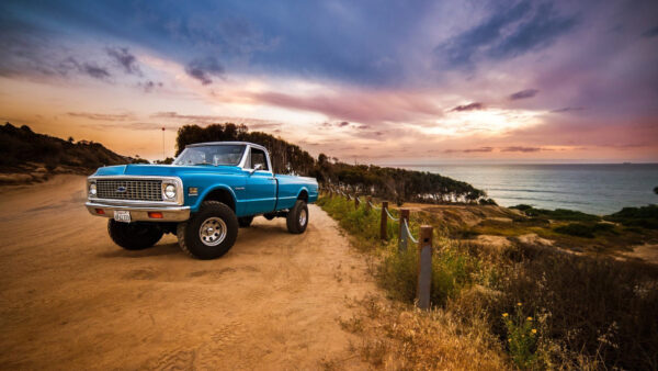 Wallpaper Cars, Takuache, Truck, Blue, Chevy, Old