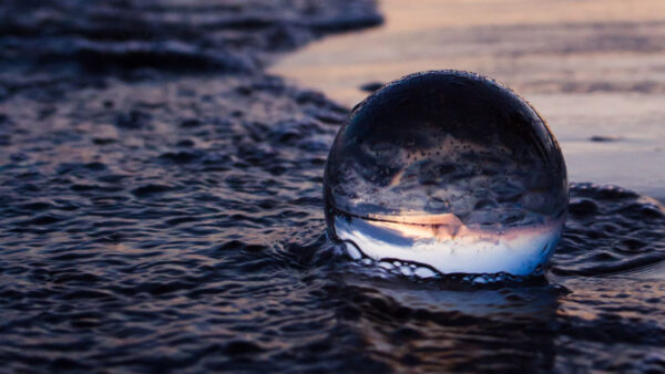 Wallpaper Beach, Water, Reflection, Ball, Sphere, Glass, Sea, Nature