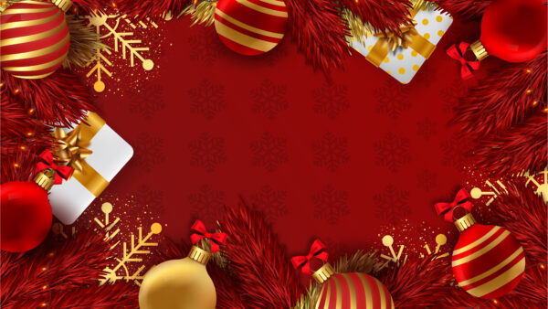 Wallpaper Christmas, Mobile, Ball, Decorations, Desktop, Golden, Red