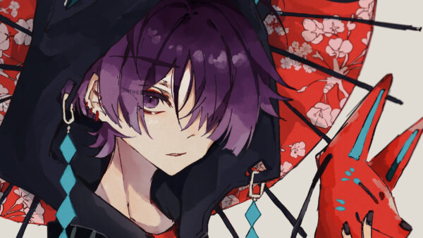 Wallpaper Mask, Genshin, Impact, With, Hair, Scaramouche, Purple