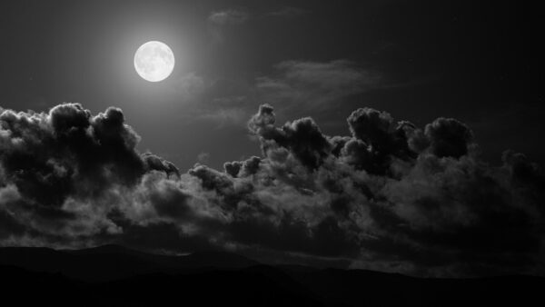 Wallpaper Nighttime, Dark, Moon, Black, Cloudy, Sky, During