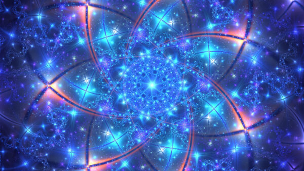 Wallpaper Trippy, Bright, Stars, Glow, Blue, Fractal