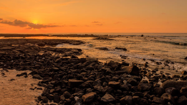 Wallpaper Silhouette, Waves, Mobile, Nature, Desktop, Beautiful, Ocean, Background, Sunset, Stones