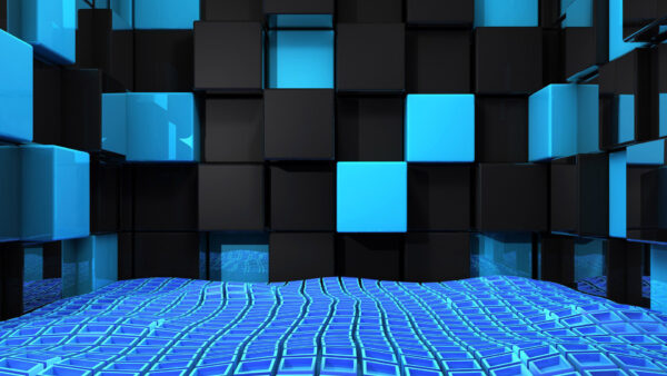 Wallpaper Cubes, Light, Background, Blue, Geometric, Shapes, Black