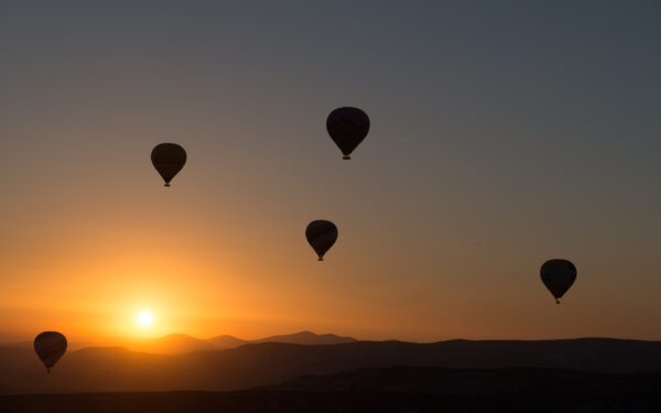 Wallpaper Sunset, Balloons