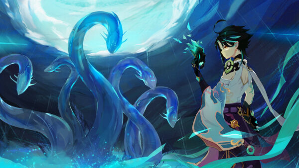 Wallpaper Impact, Desktop, Xiao, Genshin, Art, Cool