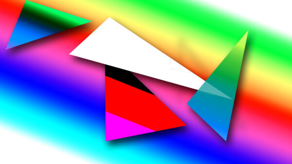 Wallpaper Green, Yellow, Pink, Abstract, White, Desktop, Triangle