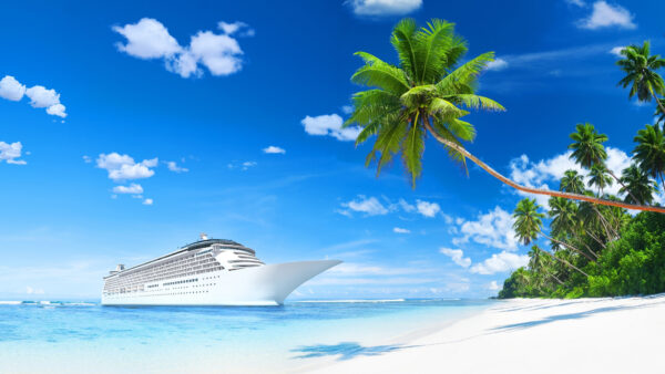 Wallpaper Side, Sea, Under, Cruise, Coconut, Ship, Sky, Trees, And, Blue, Desktop, White