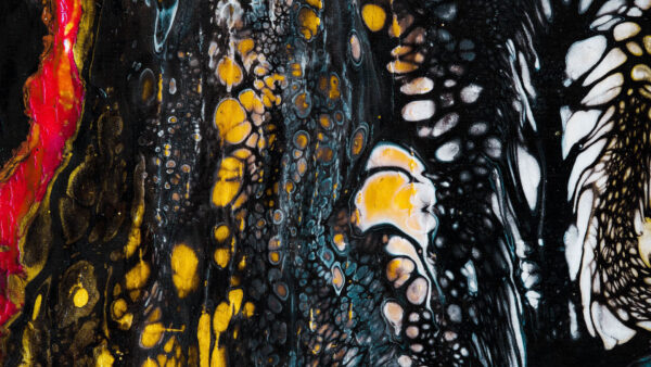 Wallpaper Black, Stains, Spots, Paint, Abstract, Yellow