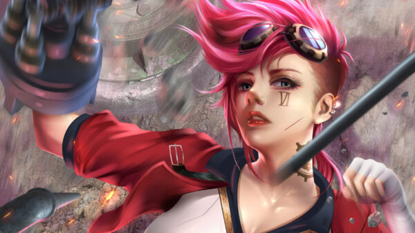 Wallpaper With, Arcane, Pink, Dress, Hair, Red