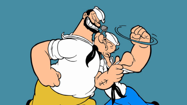Wallpaper Popeye, Blue, Man, With, Fights, Big, Background