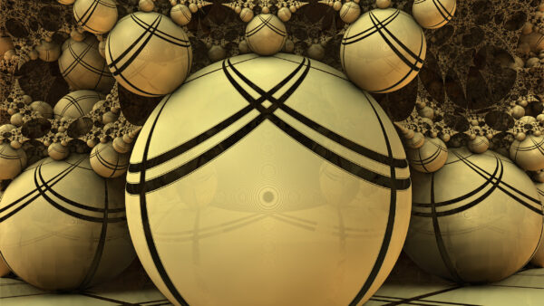 Wallpaper Lines, Yellow, Abstract, Shapes, Black, Balls