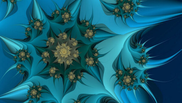 Wallpaper Flower, Trippy, Fractal, Blue, White