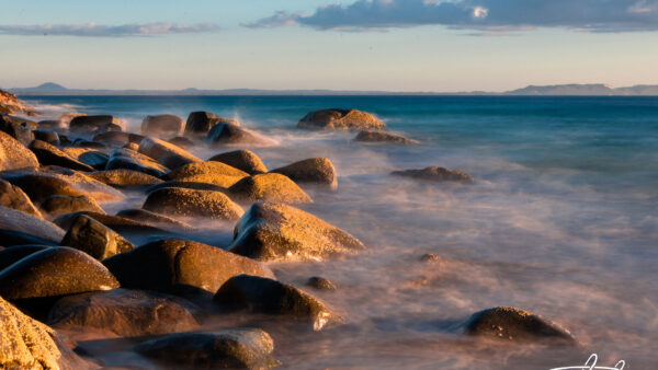 Wallpaper Blue, Fog, Nature, With, Rocks, Ocean, Waves, Stones, Under, Desktop, Sky, Mobile