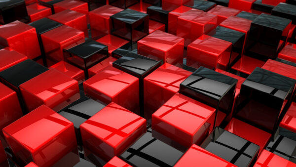 Wallpaper Black, Desktop, Cubes, Abstract, Pc, Red, Cool, Images, Background, 4k