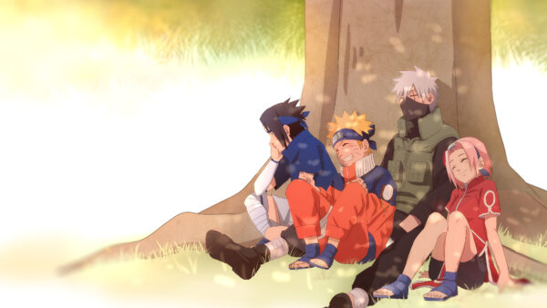 Wallpaper 4k, Tree, Under, Friends, Naruto, Anime