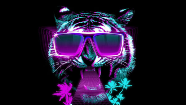 Wallpaper Wallpaper, Background, 4k, Vaporwave, Eyewear, Cool, Images, Design, Desktop, Neon, Sunglasses, RetroWave, Free, Pc, Graphic, Tiger