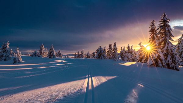 Wallpaper Cloudy, Snow, Covered, With, Sky, Desktop, Nature, Under, During, Sunrise, Landscape