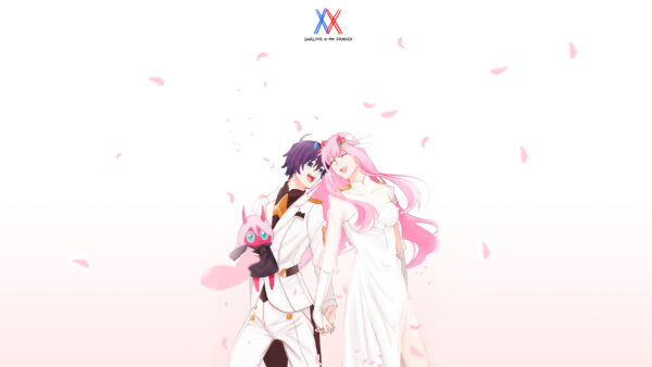 Wallpaper Pink, The, Darling, Hiro, Background, Two, White, Zero, Anime, FranXX, And, With, Petals