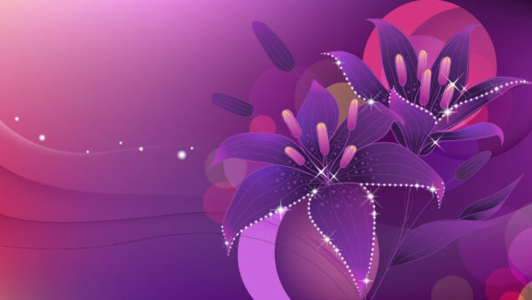 Wallpaper Purple, Abstract, Flowers, Lights, Desktop