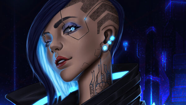 Wallpaper Face, 2077, Cyberpunk, Girl